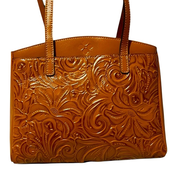 Patricia Nash Prescott Tote Shoulder Bag in hand tooled in Cognac Brown. - Picture 2 of 16